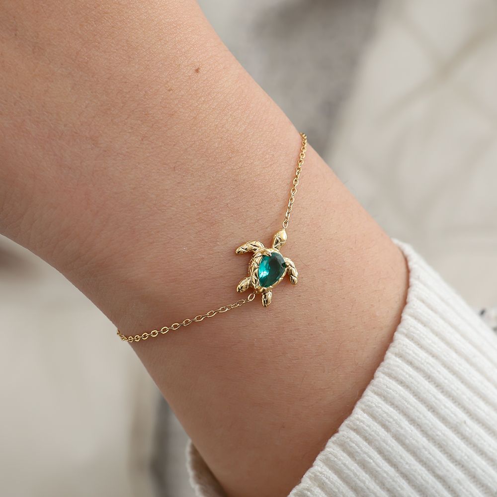 Cute Turtle Bracelet - Minimalistische Armband met goudkleurige schildpad